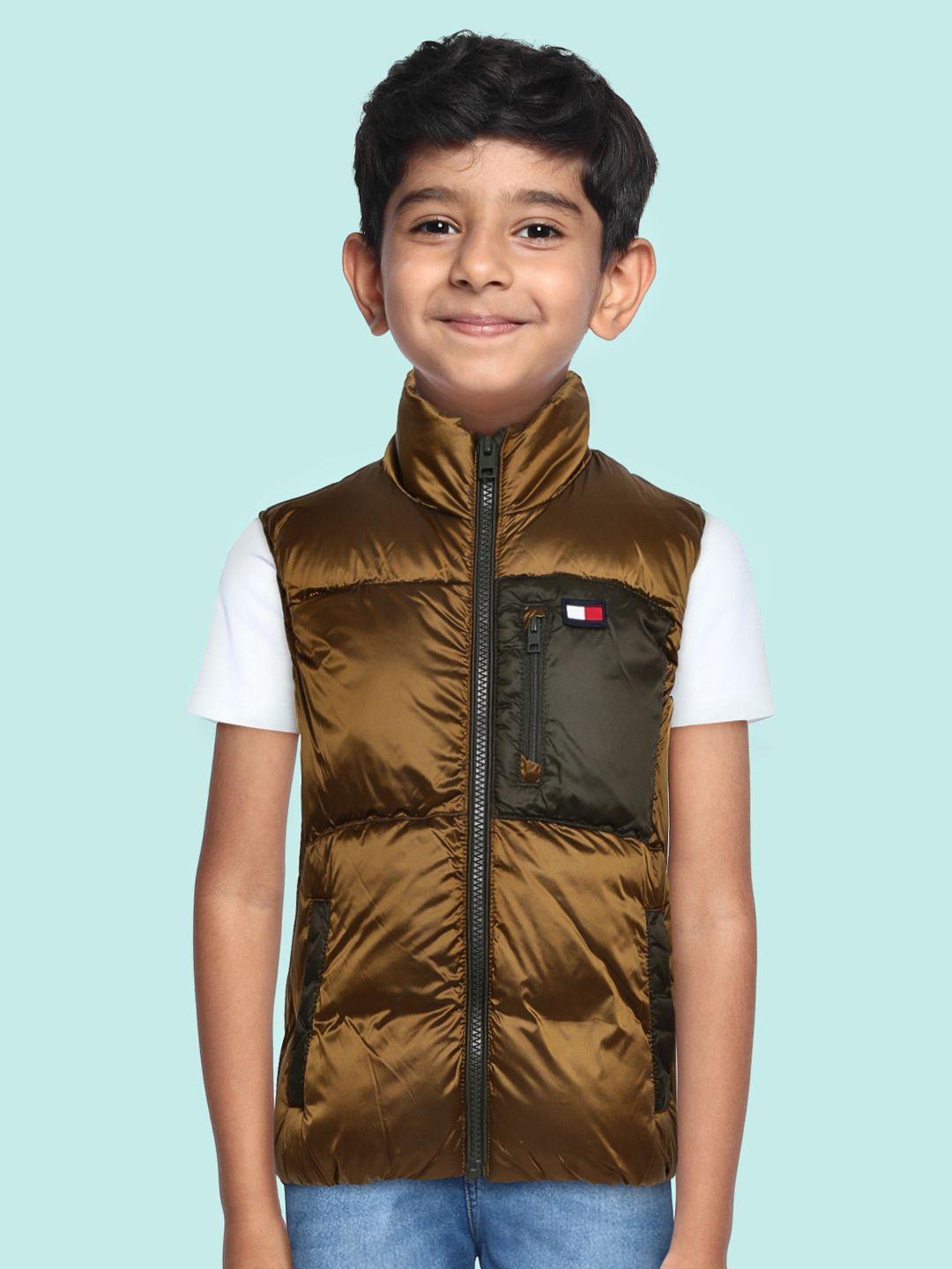 tommy hilfiger boys copper-toned puffer jacket
