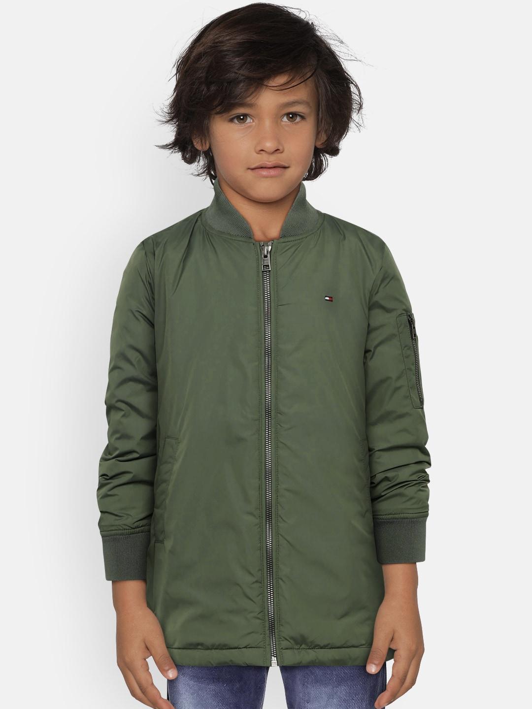 tommy hilfiger boys olive green solid ak flight jacket