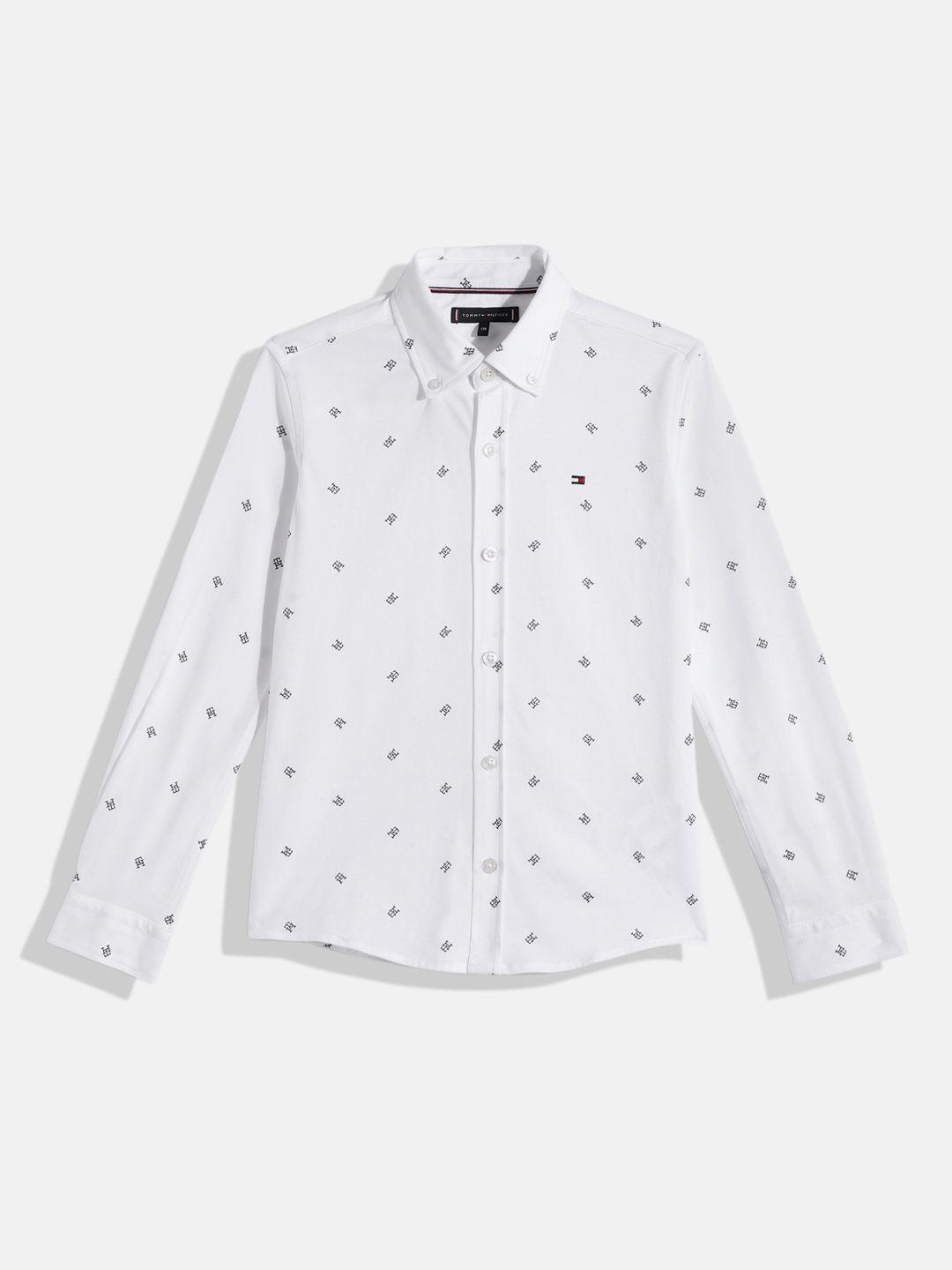 tommy hilfiger boys printed pure cotton casual shirt
