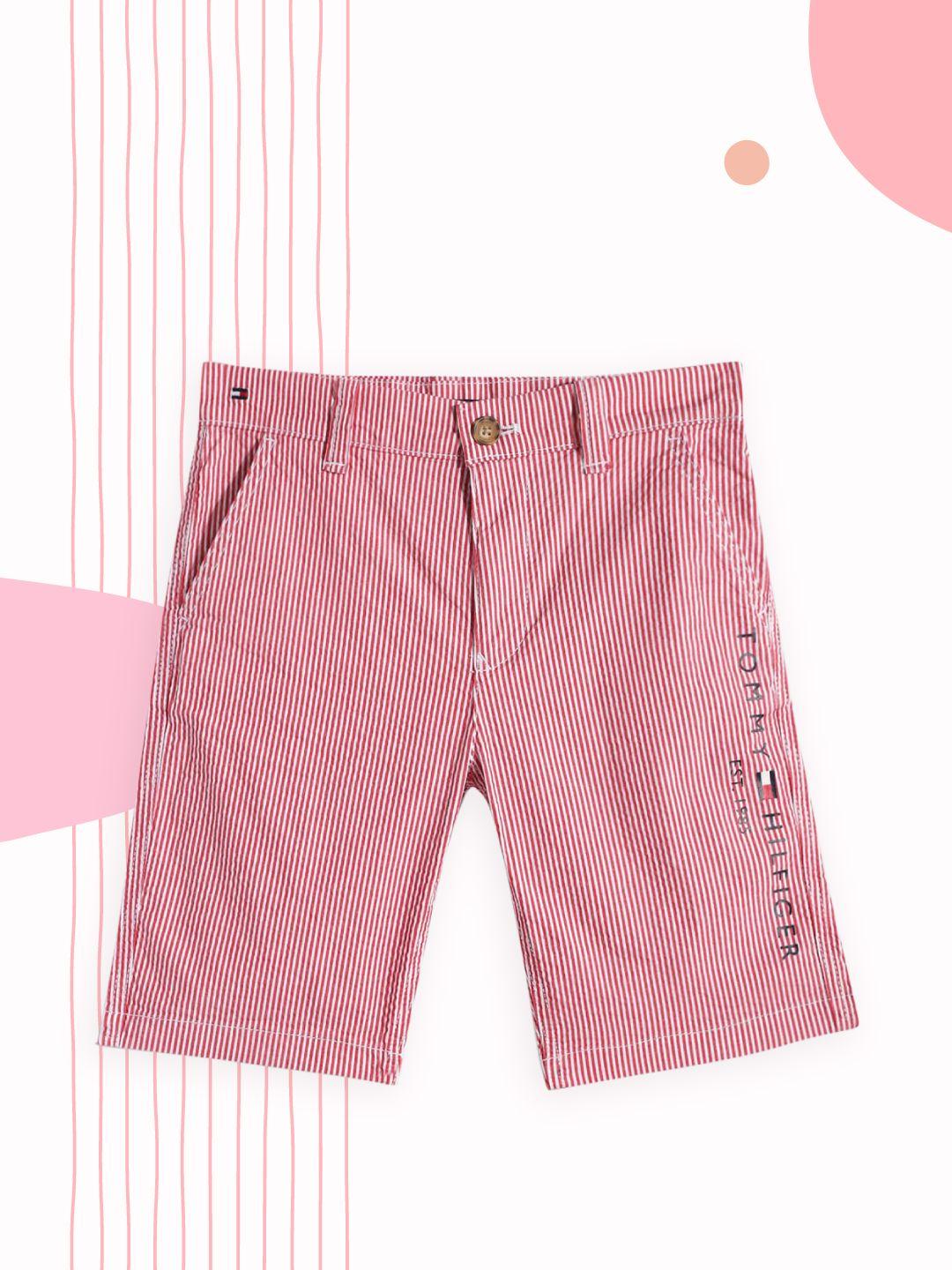 tommy hilfiger boys red striped shorts