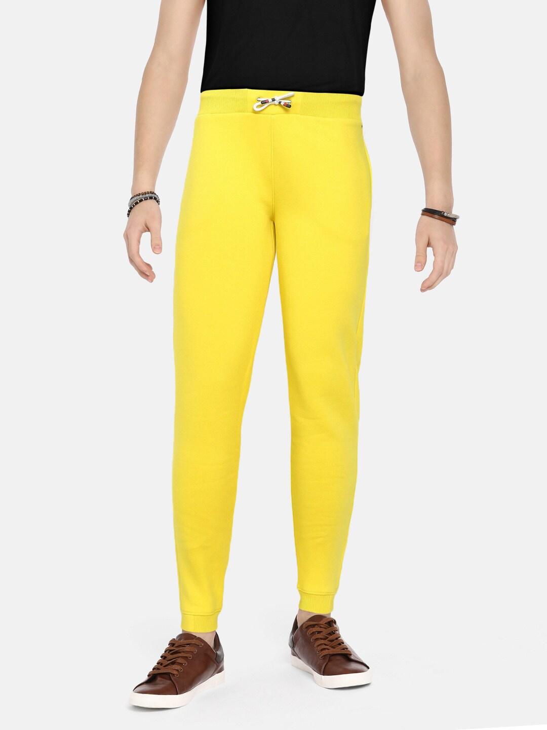 tommy hilfiger boys yellow solid slim fit sweatpants