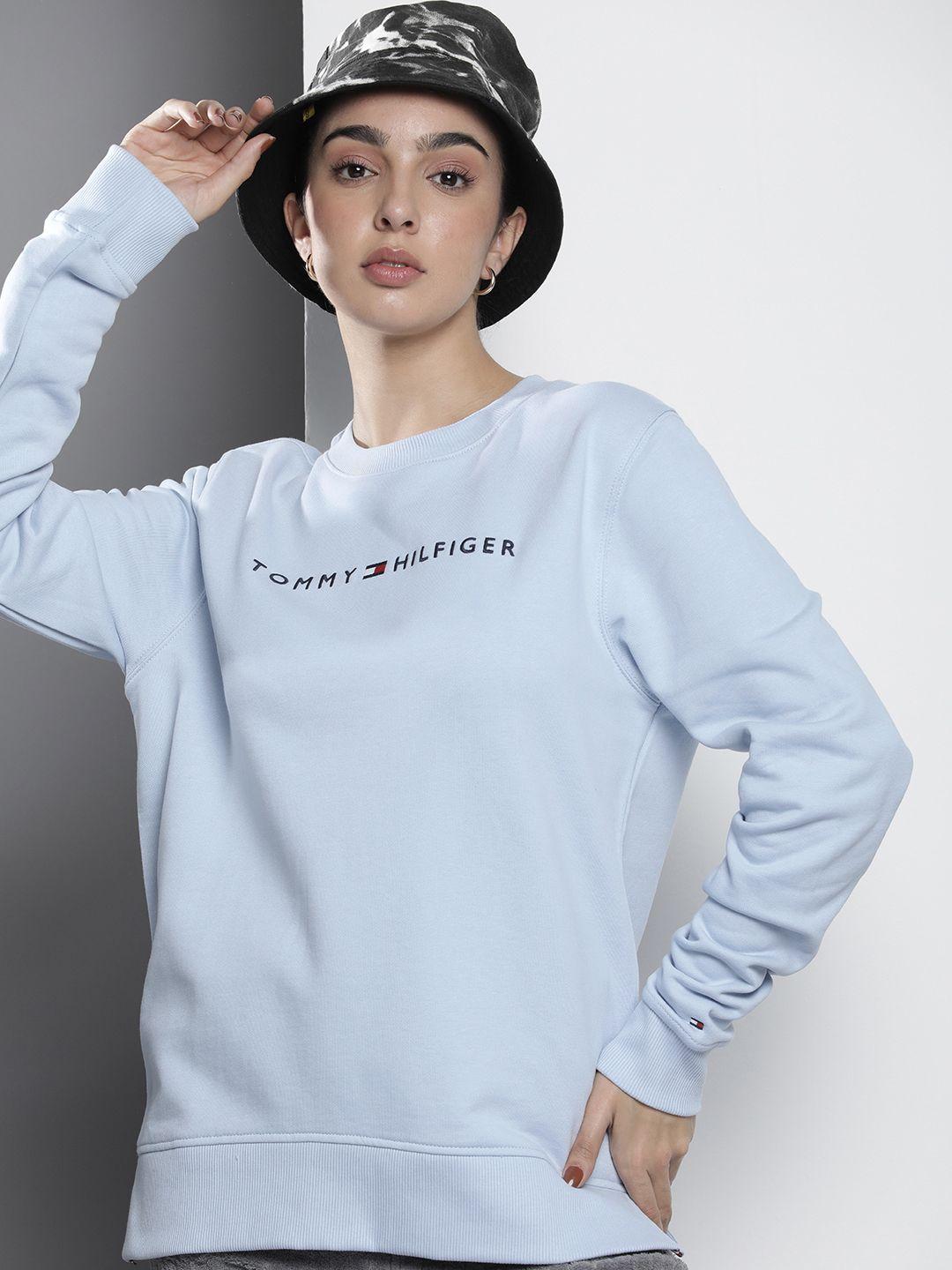 tommy hilfiger brand logo embroidered pure cotton sweatshirt