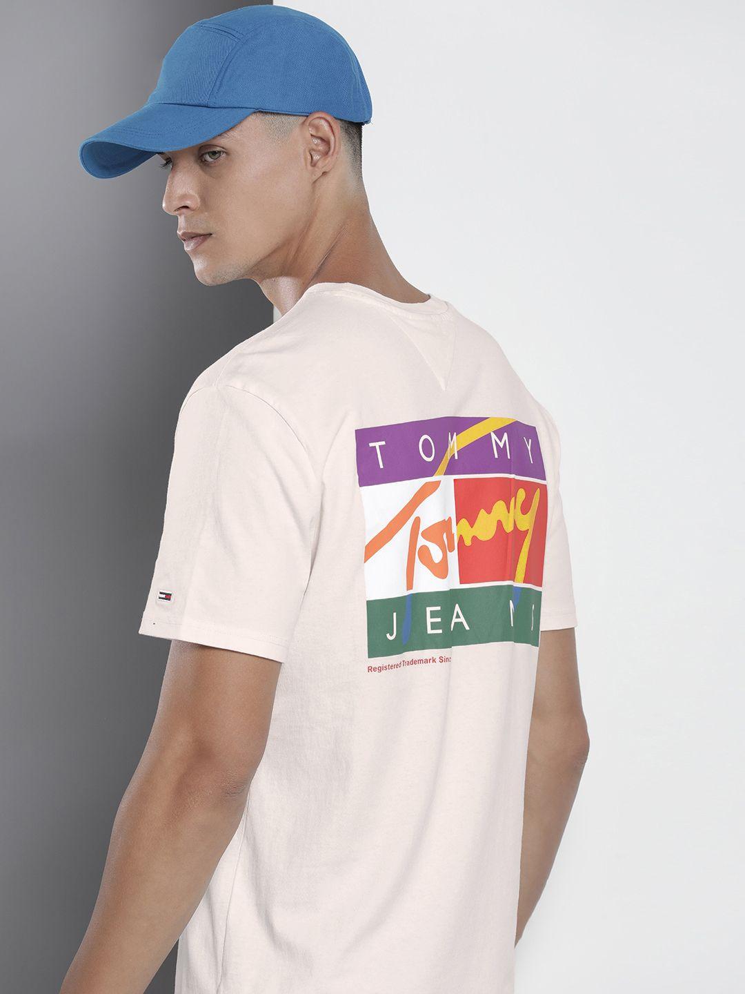 tommy hilfiger brand logo printed pure cotton t-shirt