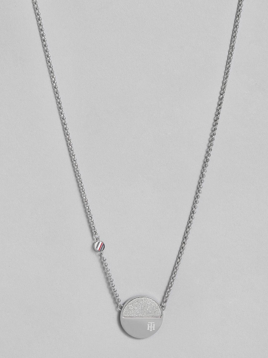 tommy hilfiger circular design stainless steel necklace