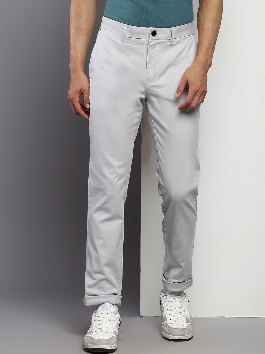 tommy hilfiger cotton mid-rise trousers