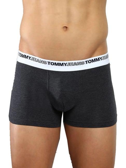 tommy hilfiger dark grey heather cotton regular fit logo printed trunks