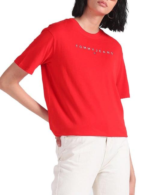 tommy hilfiger deep crimson logo relaxed fit t-shirt