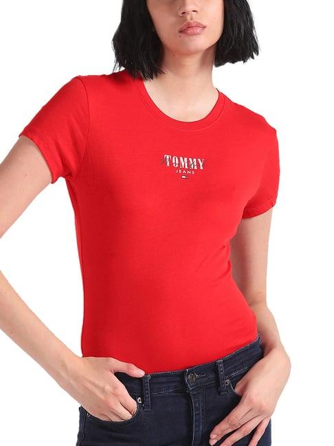 tommy hilfiger deep crimson logo slim fit t-shirt