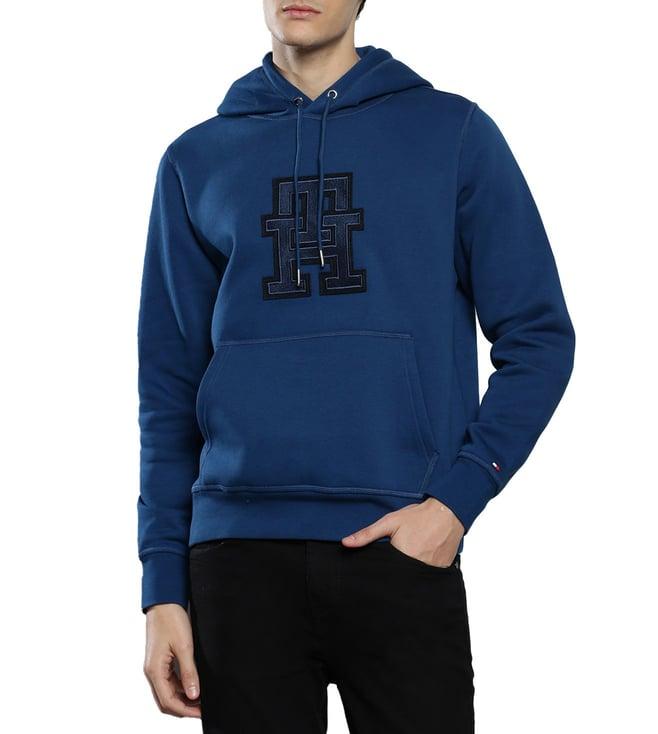 tommy hilfiger deep indigo solid regular fit hoodie