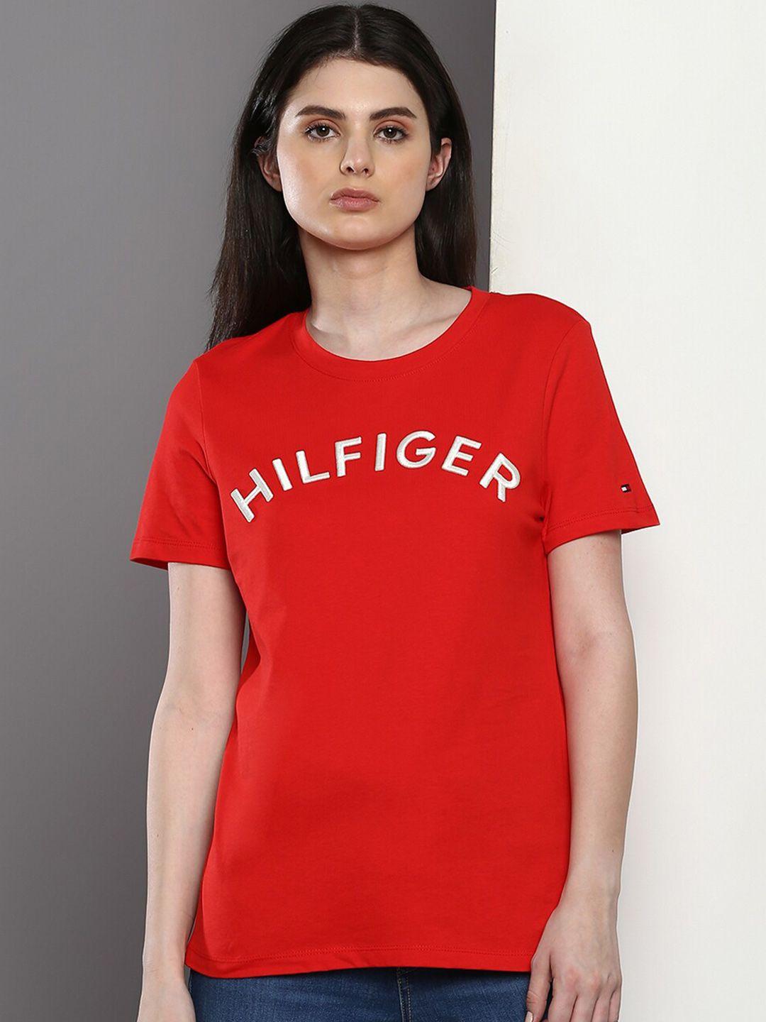 tommy hilfiger embroidered typography pure cotton t-shirt