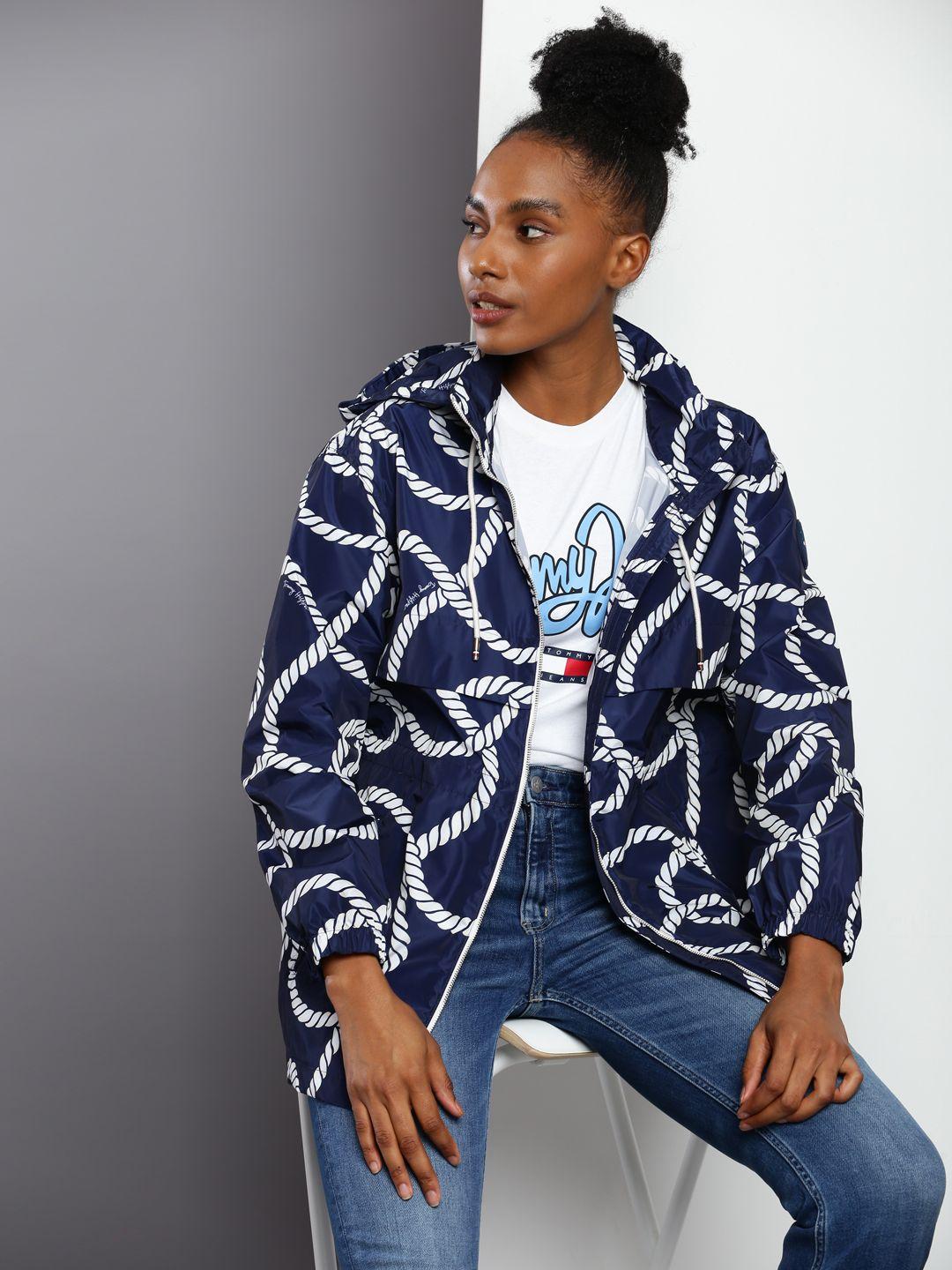 tommy hilfiger graphic printed hooded tailored jacket