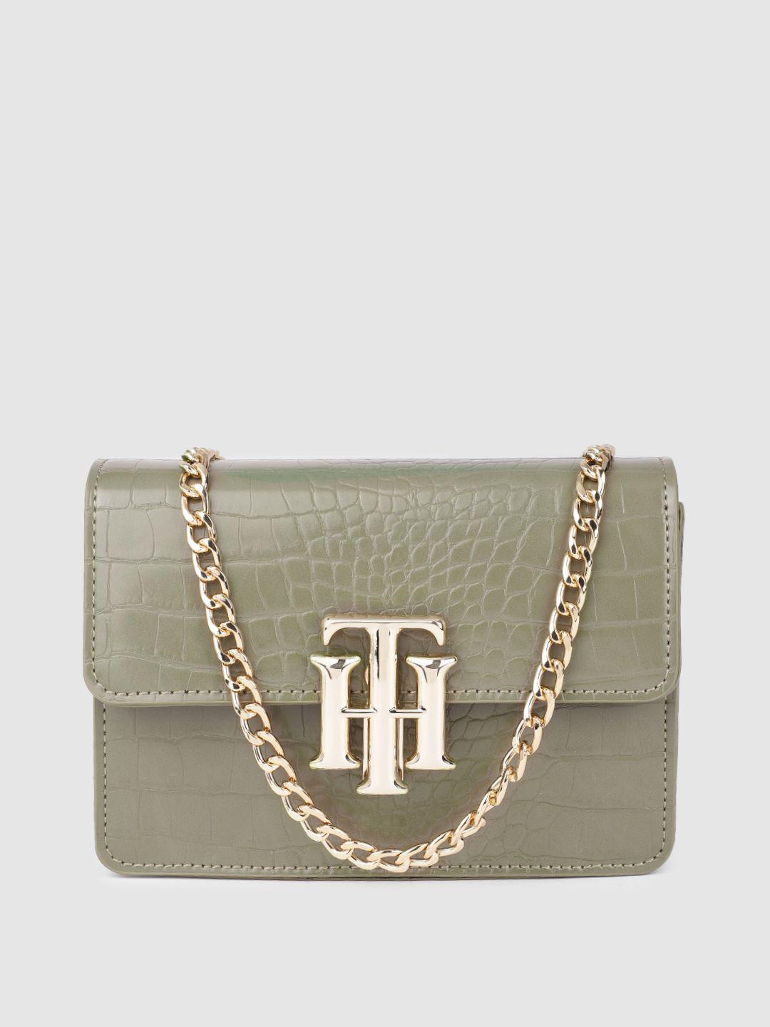 tommy-hilfiger-green-animal-textured-structured-sling-bag