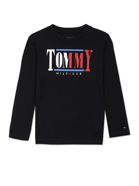 tommy hilfiger kids black logo regular fit t-shirt