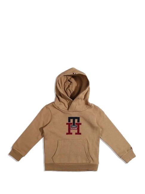 tommy hilfiger kids brown applique hoodie