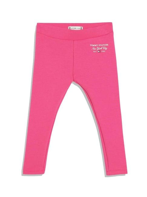 tommy hilfiger kids pink cotton logo leggings