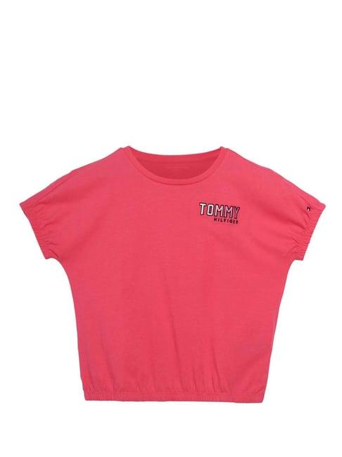 tommy hilfiger kids pink cotton logo t-shirt