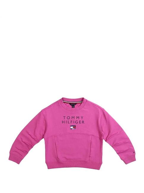 tommy hilfiger kids purple logo print sweatshirt