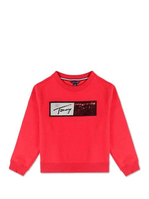 tommy hilfiger kids red embellished sweatshirt