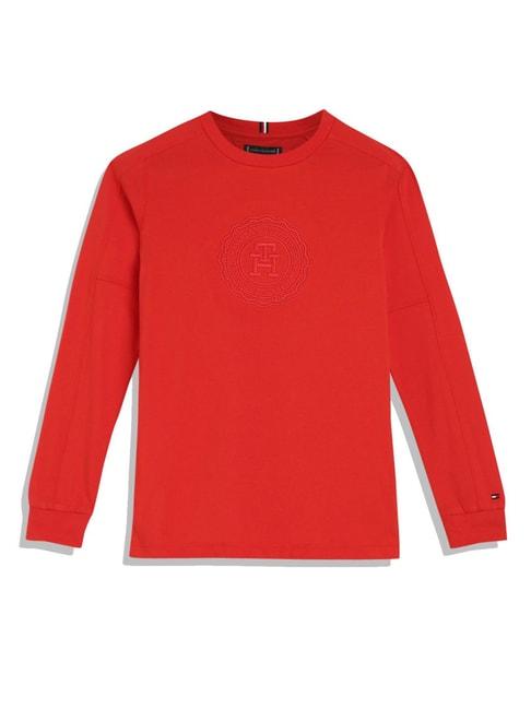 tommy-hilfiger-kids-red-embroidered-full-sleeves-t-shirt