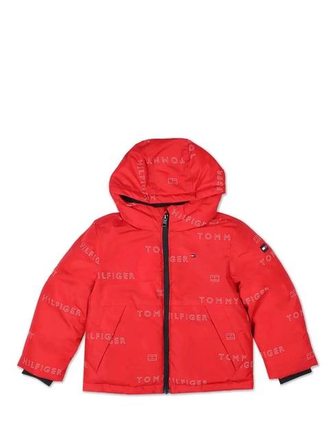 tommy hilfiger kids red logo print jacket