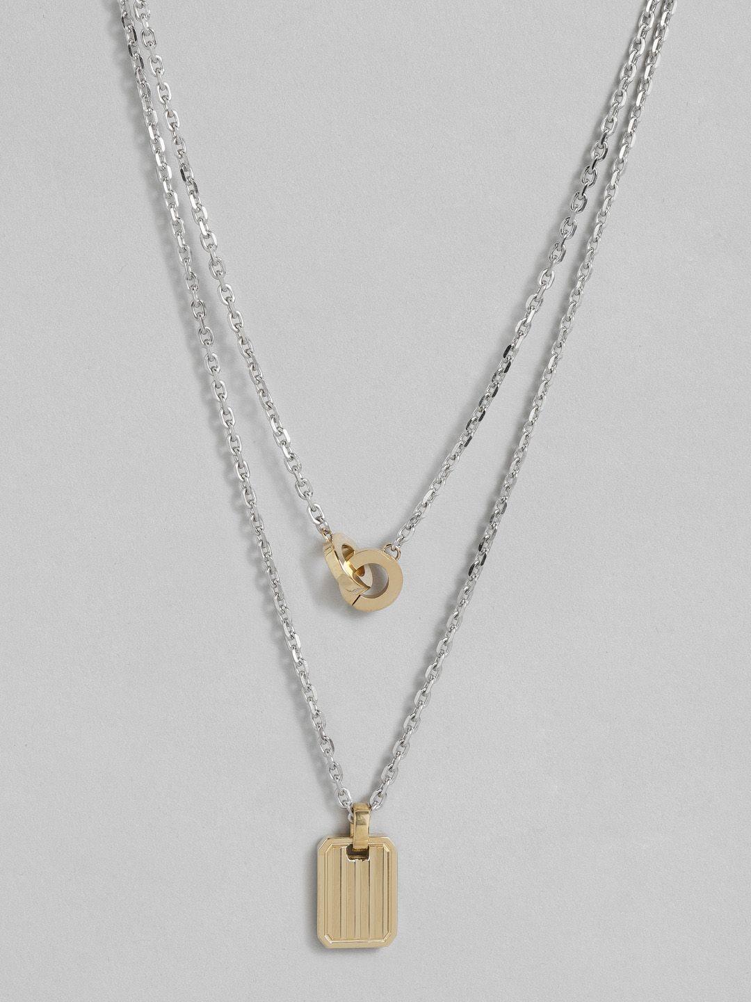 tommy hilfiger layered chain stainless steel necklace