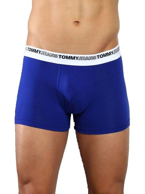 tommy hilfiger lazurite blue cotton regular fit logo printed trunks