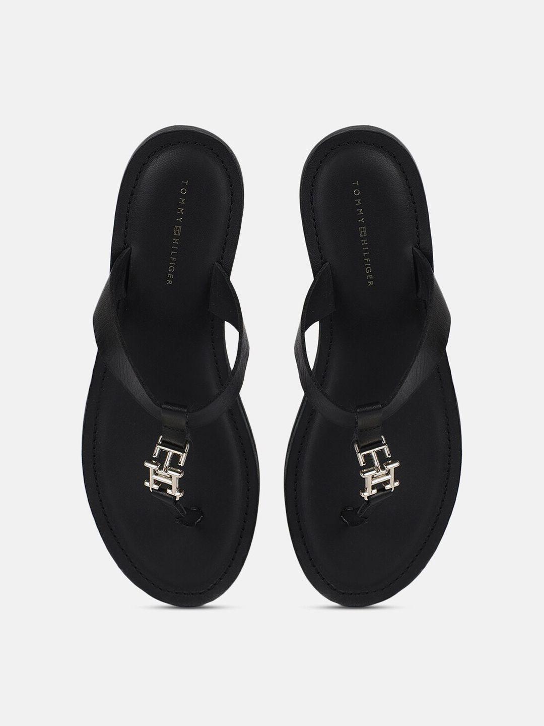 tommy hilfiger leather t-strap flats