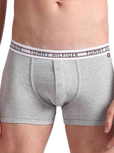 tommy hilfiger light grey heather cotton regular fit logo printed trunks