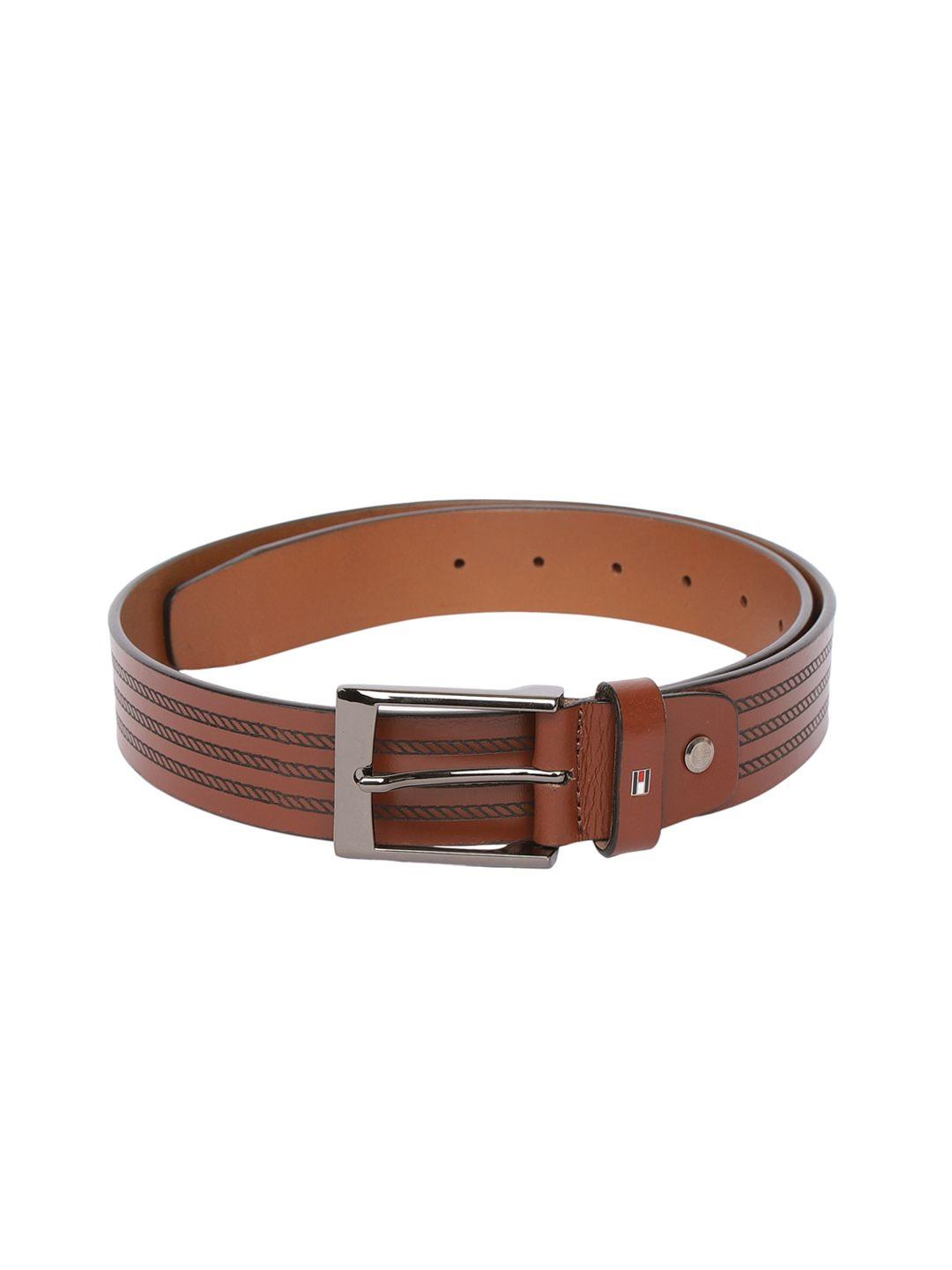 tommy hilfiger men brown textured leather belt