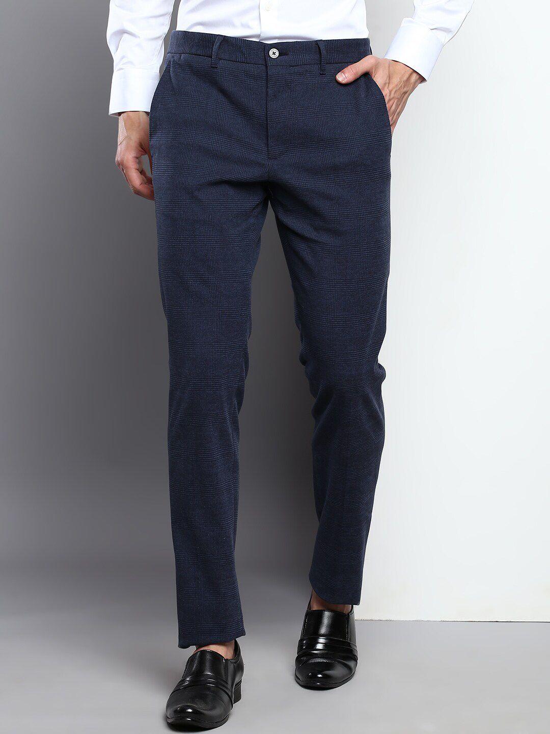 tommy hilfiger men checked cotton trousers