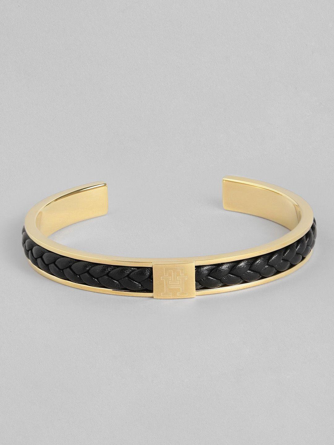 tommy hilfiger men gold-plated braided cuff bracelet