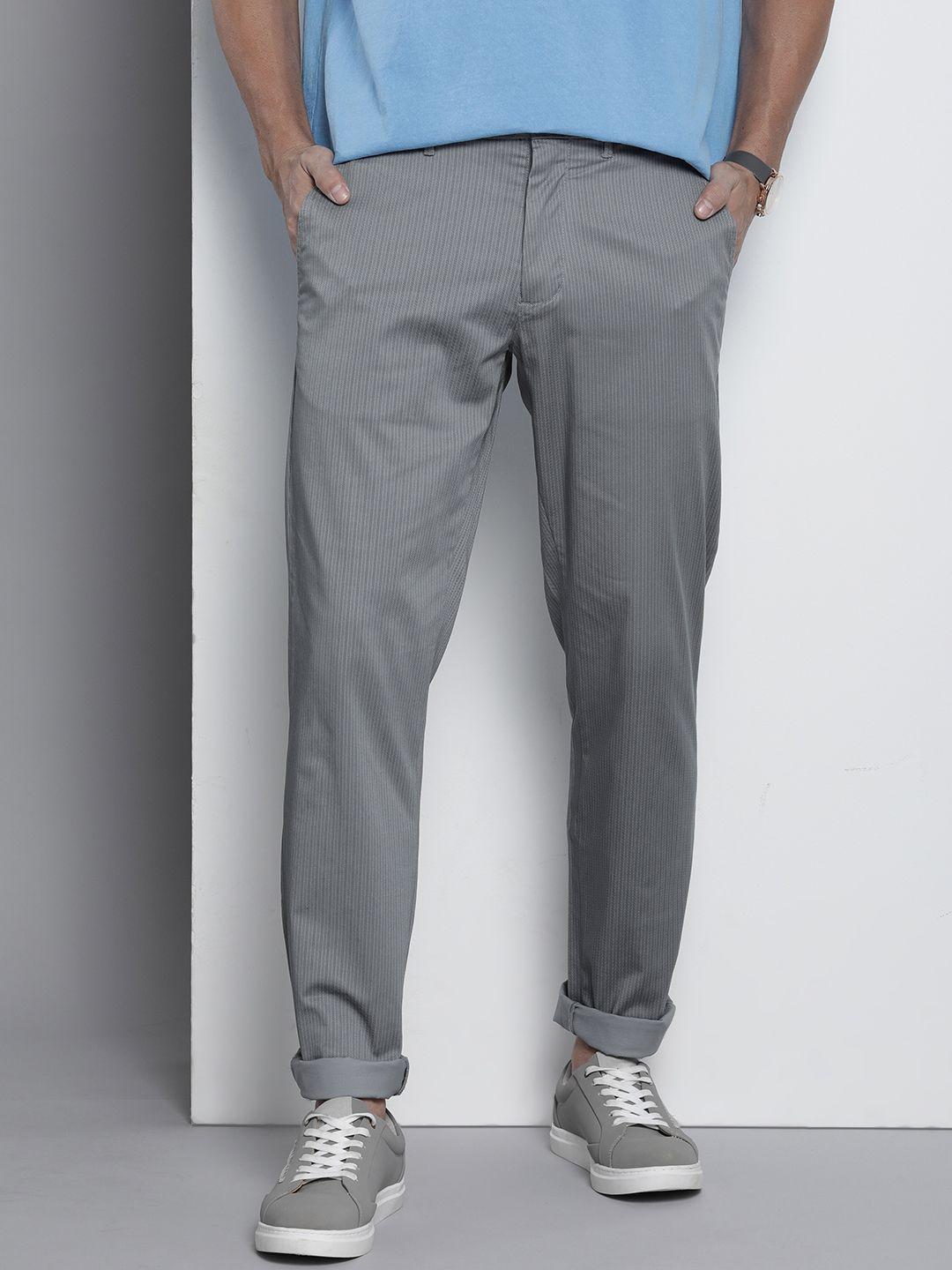 tommy hilfiger men im denton printed herringbone mid-rise regular trousers