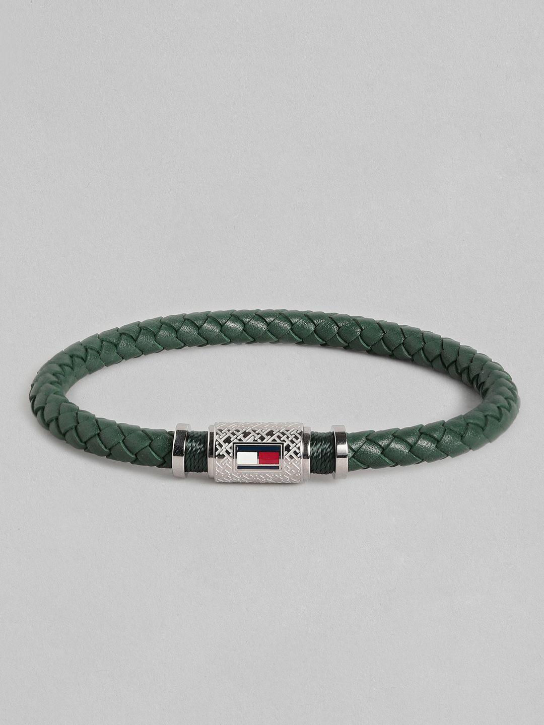 tommy hilfiger men leather braided wraparound bracelet
