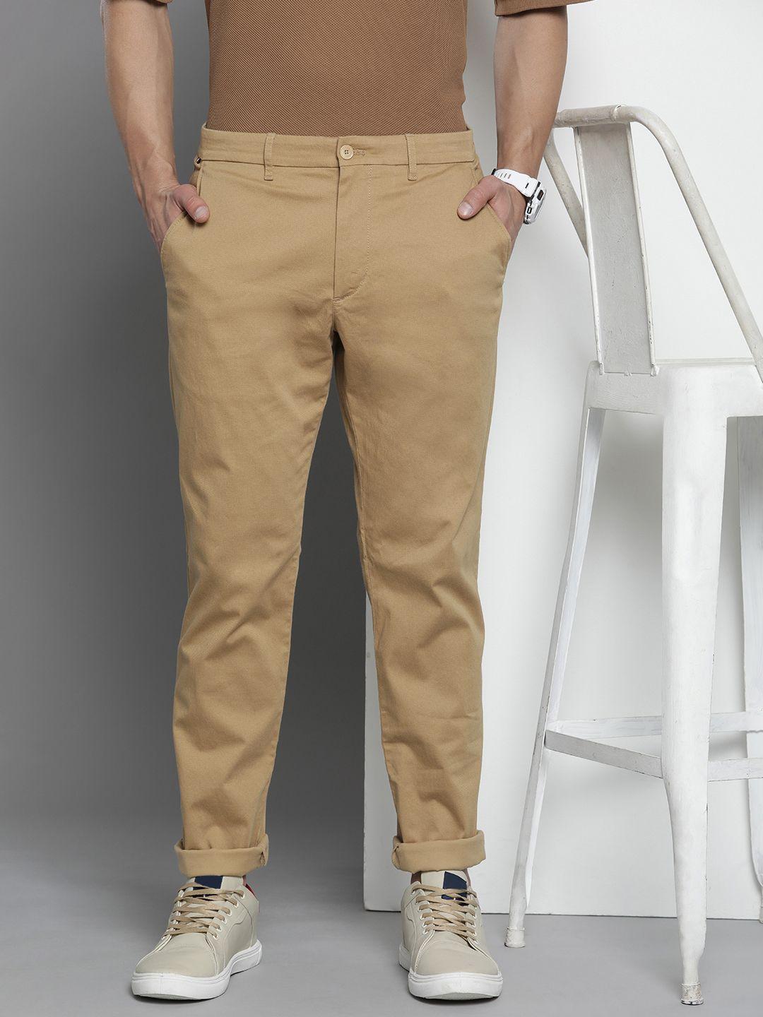tommy hilfiger men mid-rise geometric printed chinos trousers