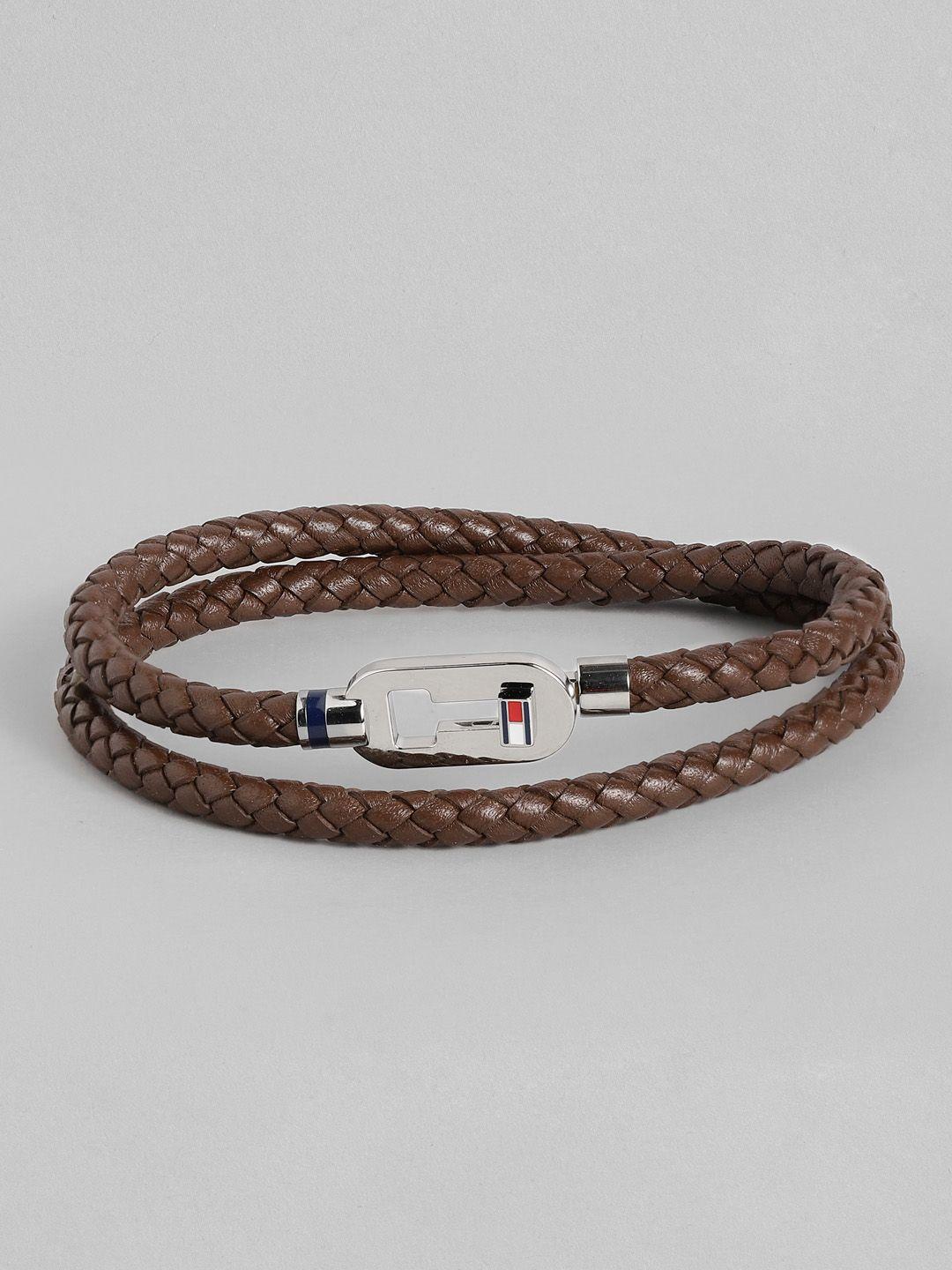 tommy hilfiger men minimalist leather wraparound bracelet