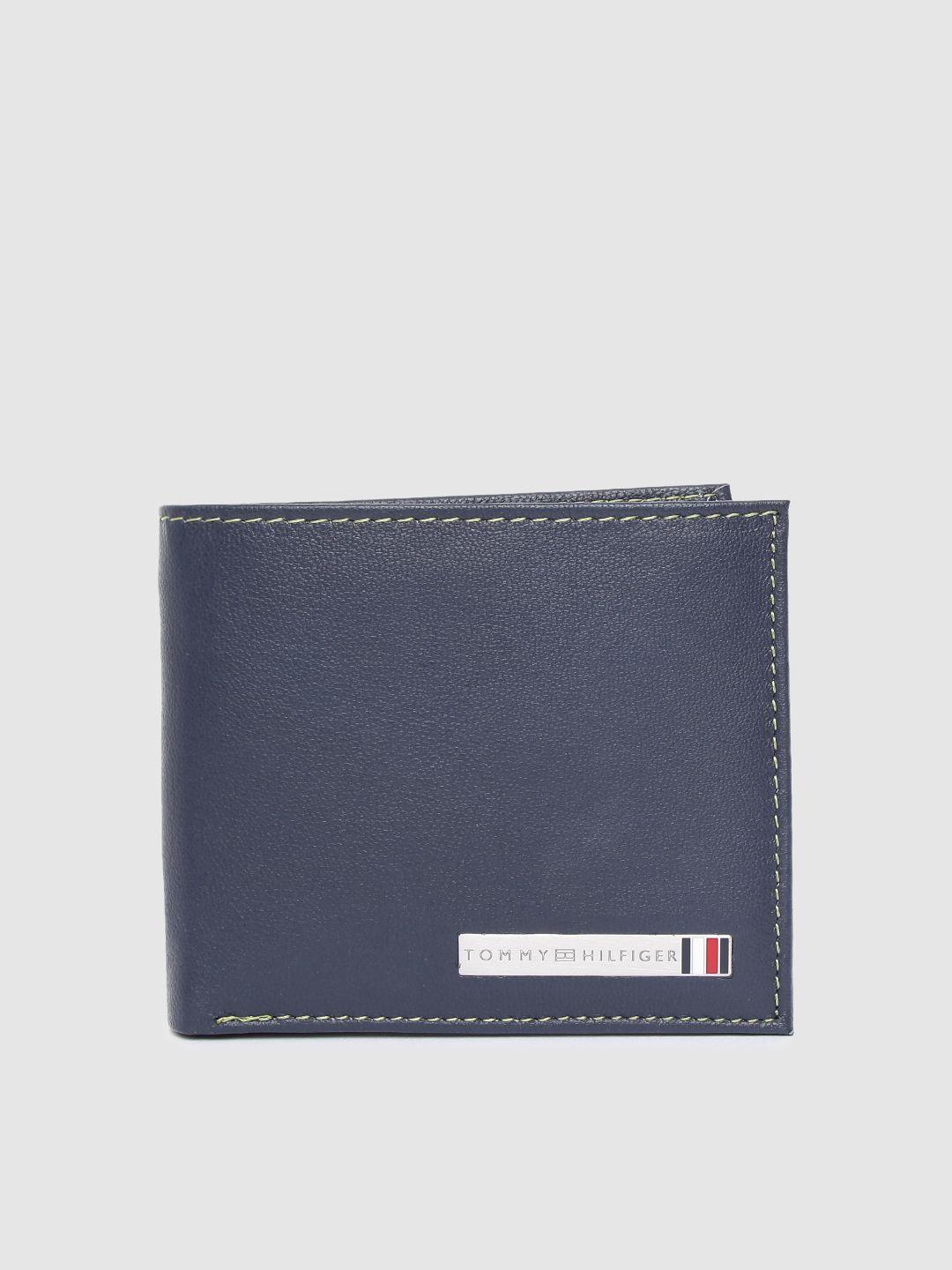 tommy hilfiger men navy blue solid two fold wallet