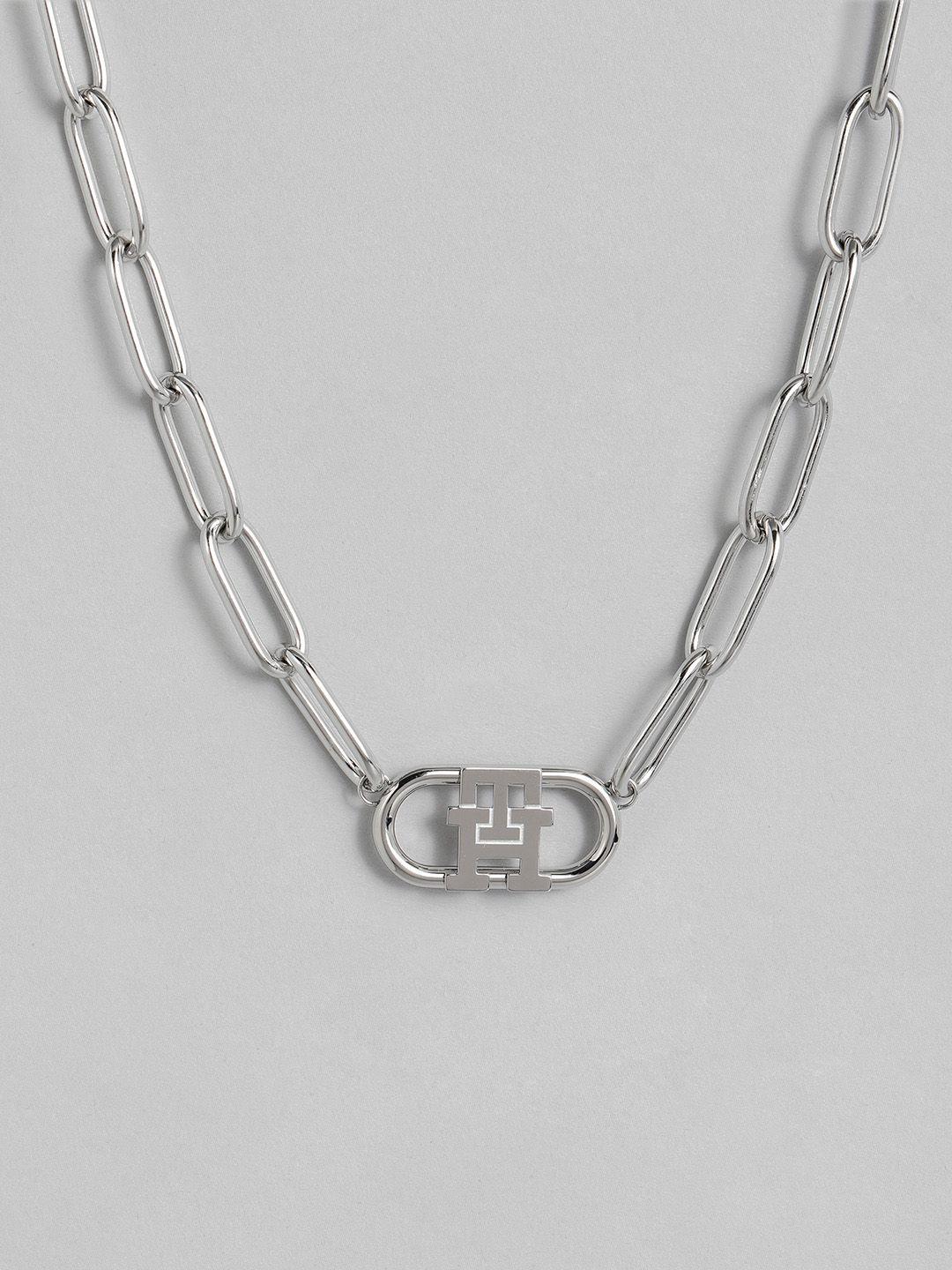 tommy hilfiger monogram chain link stainless steel necklace