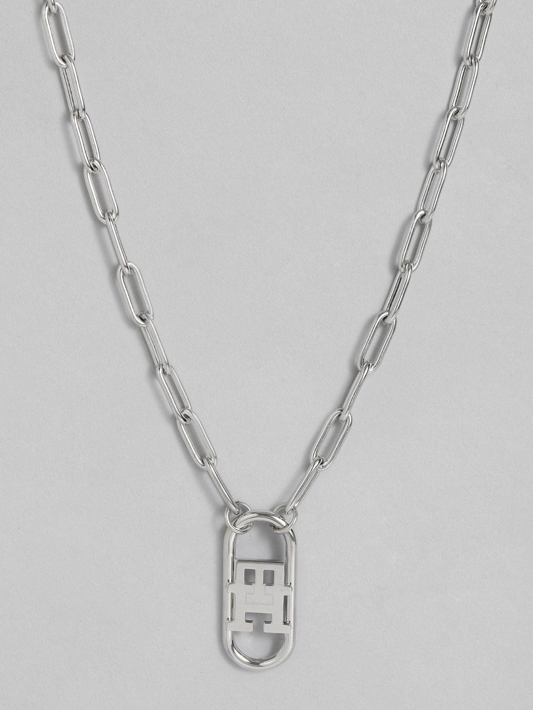 tommy hilfiger monogram stainless steel necklace