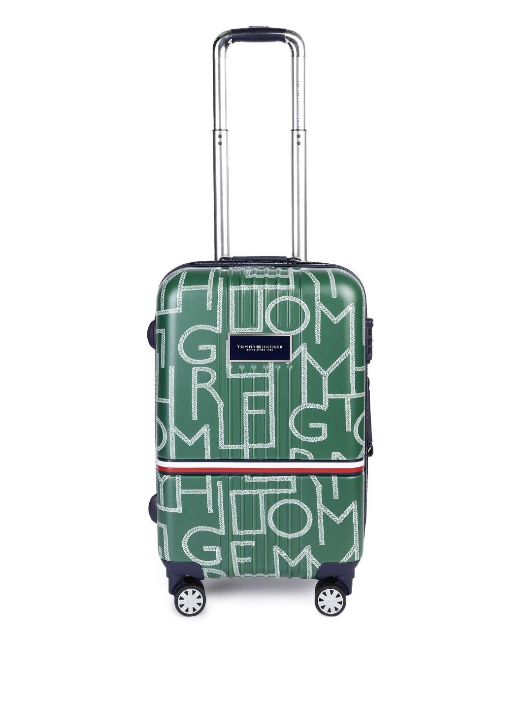 tommy hilfiger olive green textured trolley bag - 52 l