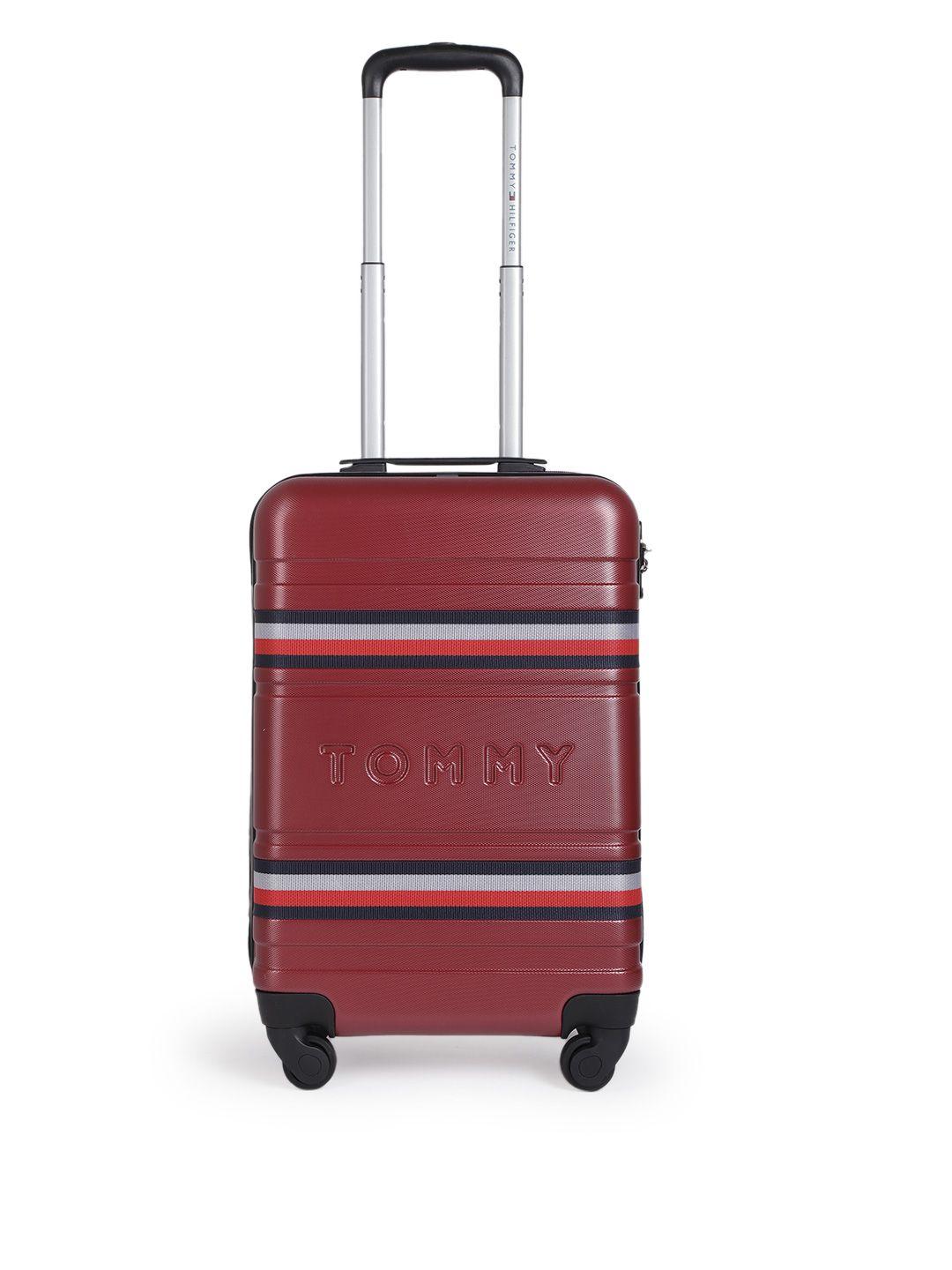 tommy hilfiger red solid hard cabin trolley bag
