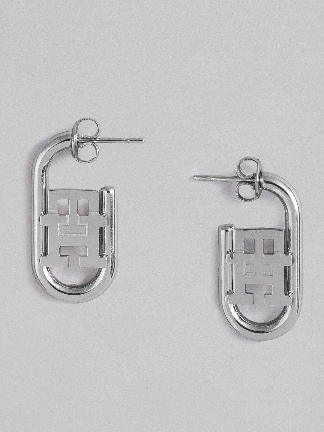 tommy hilfiger silver plated stainless steel geometric drop earrings