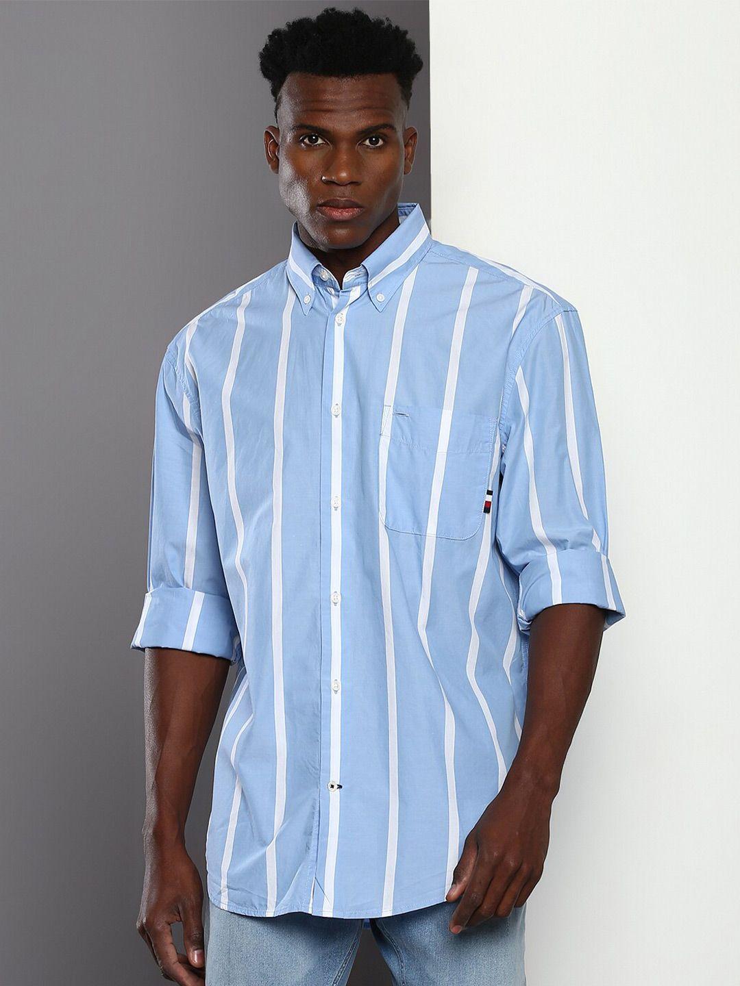 tommy hilfiger striped boxy fit organic cotton casual shirt