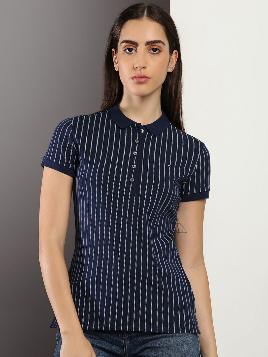 tommy hilfiger striped polo collar slim fit cotton t-shirt