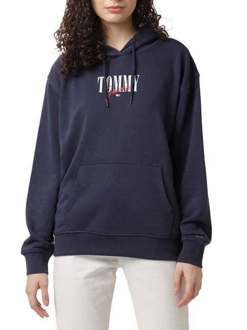 tommy hilfiger twilight navy logo relaxed fit hoodie