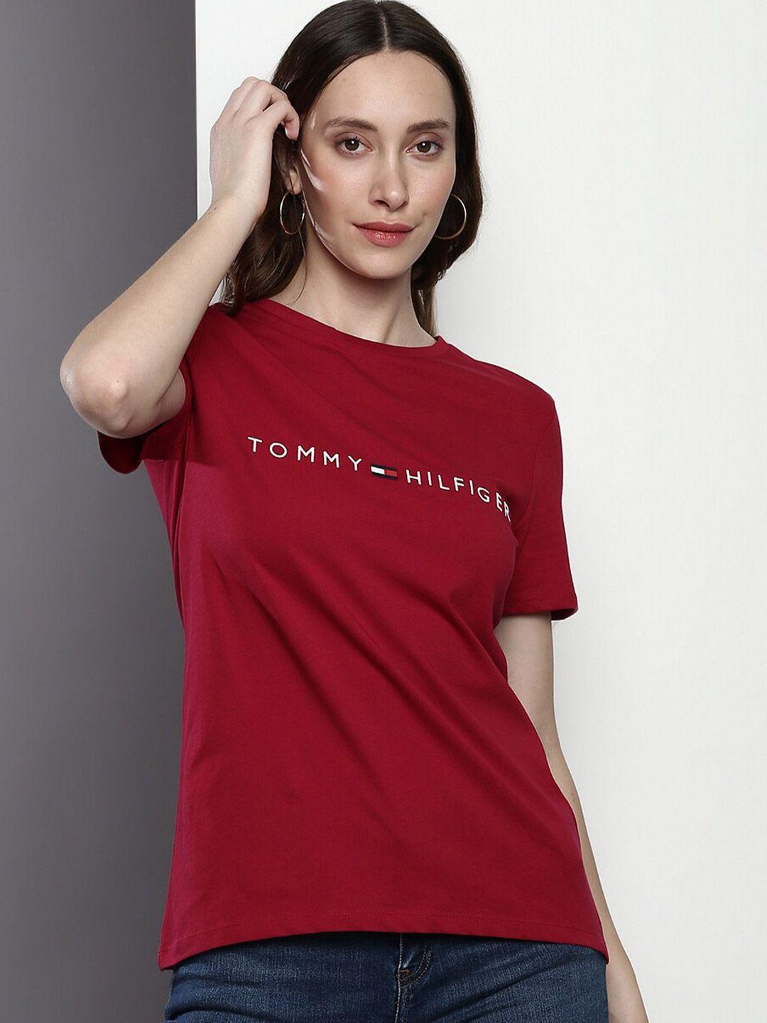 tommy hilfiger typography printed round neck pure cotton t-shirt