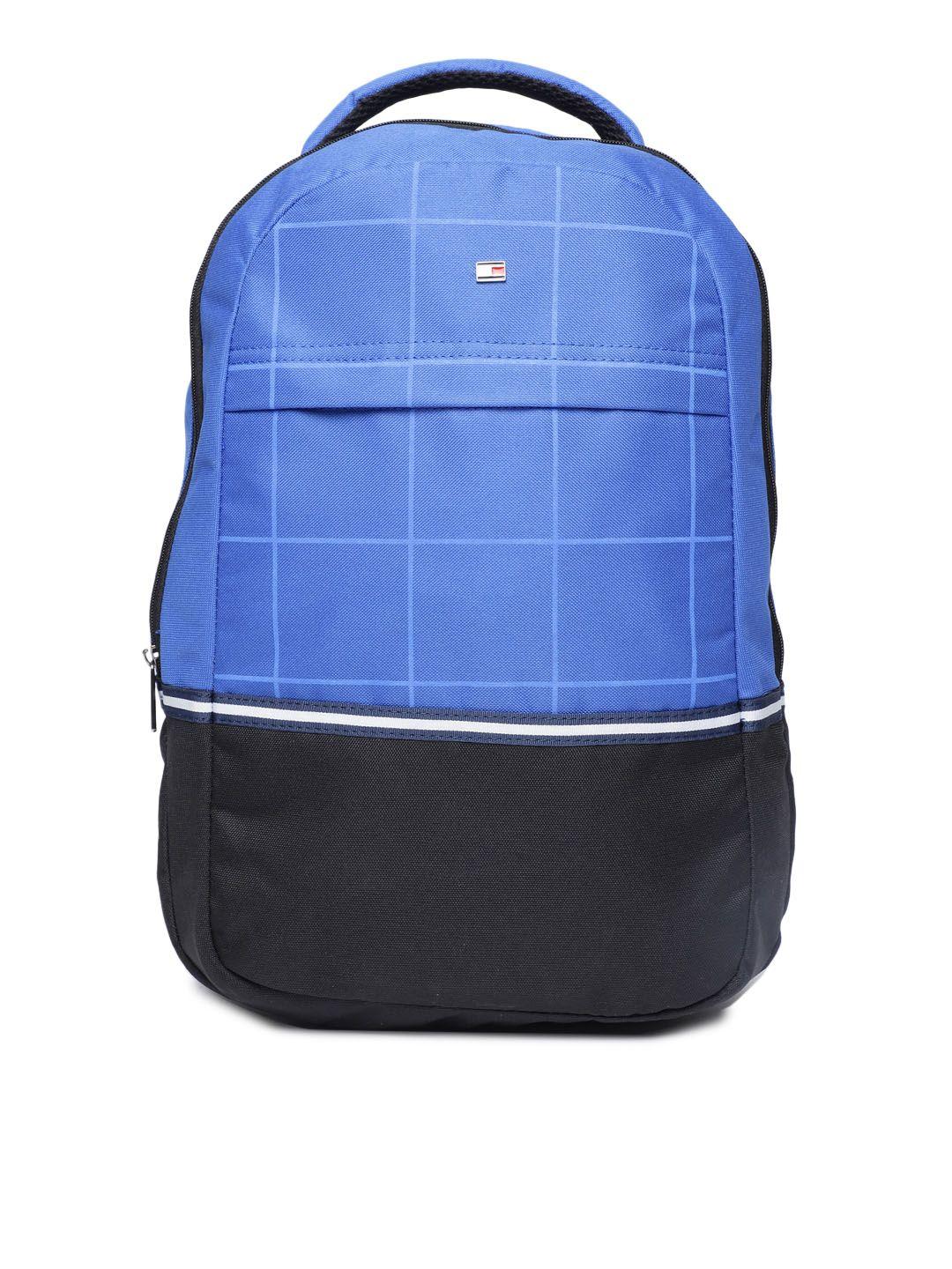 tommy hilfiger unisex blue & black colourblocked backpack