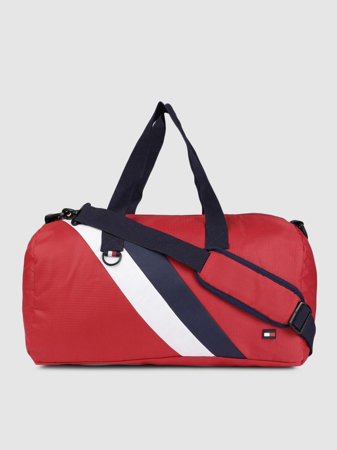 tommy hilfiger unisex red & white duffel bag