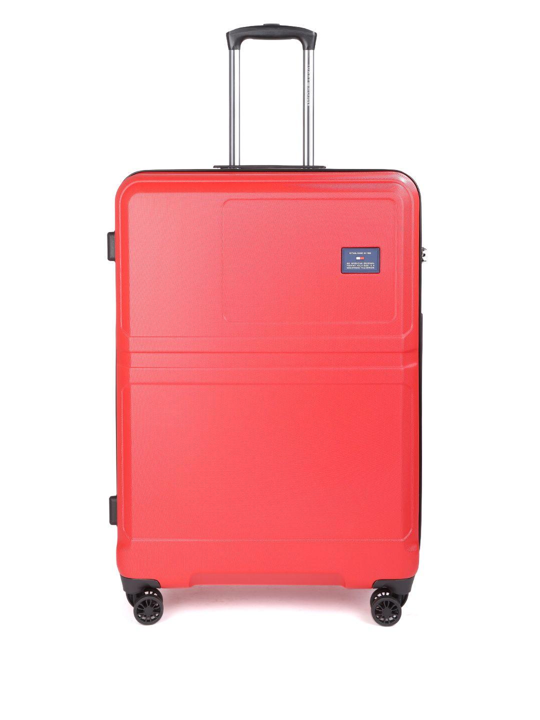 tommy hilfiger unisex red hard luggage 360-degree skate 4-wheel large trolley suitcase