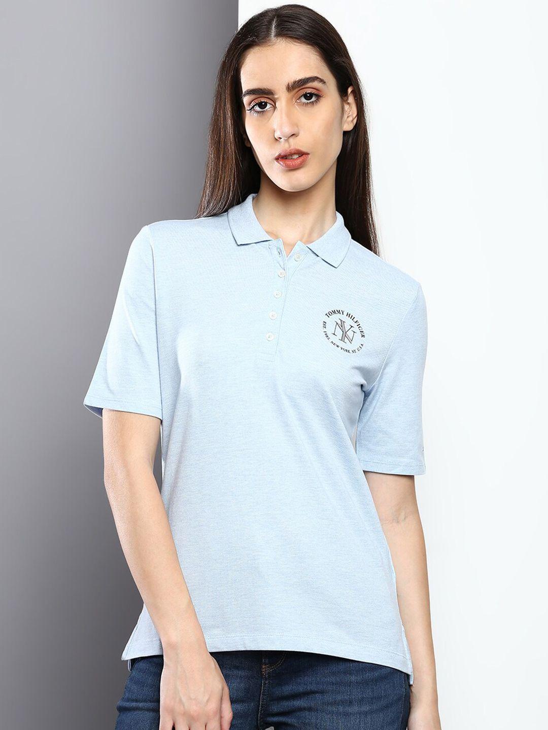 tommy hilfiger women cotton polo collar t-shirt