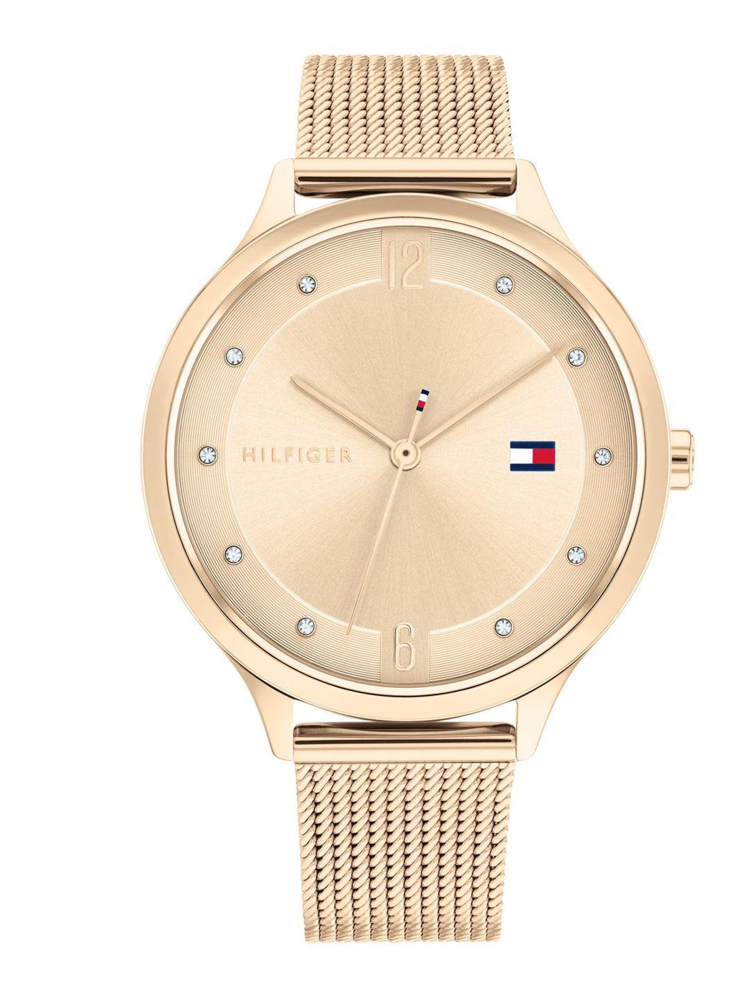 tommy hilfiger women gold-toned stainless steel bracelet style analogue watch-th1782431w